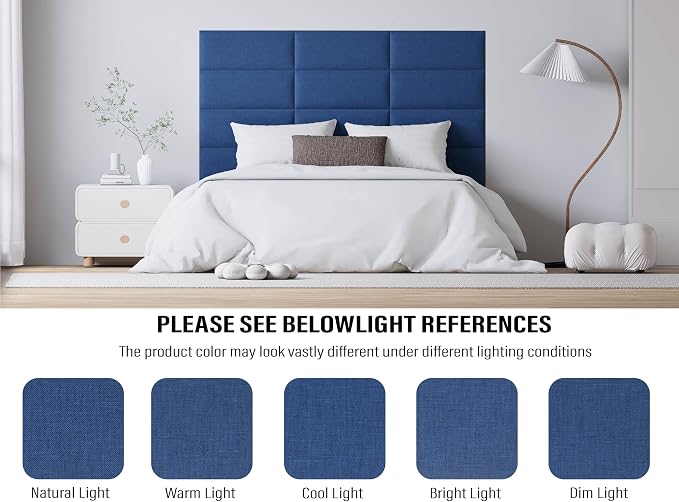 Peel and Stick Upholstered Wall Mounted Headboard Full Size, 6 Panels Tufted Fabric Headboard,Wall Mounted Headboards, Interior Wall Panels for Bedroom, 10"x24" Dark Blue