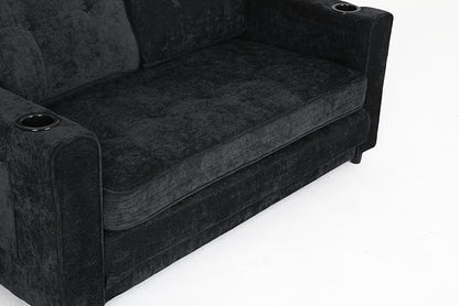 ERYE Foldable Loveseat Sofa Convertible Pull Out Sleeper Sofabed,2 Seat Tufted Upholstered Sofa Modern Convertible Sleeper Couch Bed with Cupholders and Side Pockets