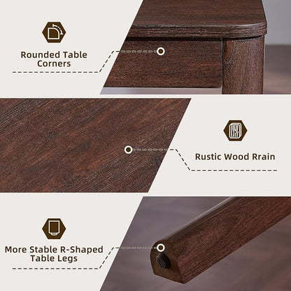 Joaxswe Farmhouse Nesting Tables Set of 3, Living Room Table Set with Rounded Corners & 4 Thickened Table Legs, Walnut