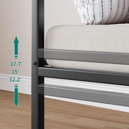 DWVO Twin Daybed with Trundle, Metal Sofa Bed with Adjustable Height,Trundle Bed with Heavy Duty Metal Slats, for Living Room, Bedroom, Guest Room, Space Saving, Black