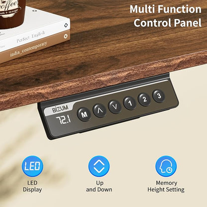BIZUM 40x24 Inch Electric Standing Desk with Memory Presets, Quiet Motor Height Adjustable Stand Up Desk for Home Office & Gaming, Ergonomic Sit Stand Workstation，Walnut