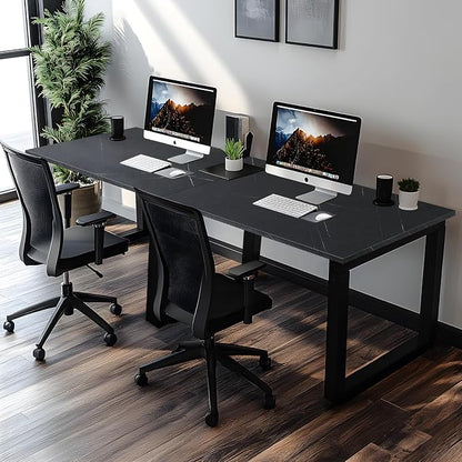 Kaboon Universal Tabletop 47.25"x30", Solid One-Piece Melamine Table Top, Double Desk L-Desk DIY, Home and Office,Cloud Atlas/Black Marble