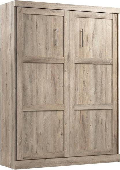 Bestar Pur Queen Size Murphy Bed in Rustic Brown, 65-inch Space-Saving Sleeping Arrangement for Multipurpose Area, Bedroom, Guest Room, or Living Room