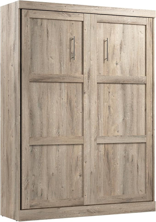 Bestar Pur Queen Size Murphy Bed in Rustic Brown, 65-inch Space-Saving Sleeping Arrangement for Multipurpose Area, Bedroom, Guest Room, or Living Room
