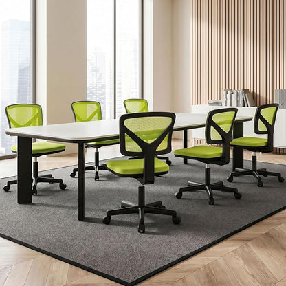 Sweetcrispy Small Office Chair, Ergonomic Low-Back Mesh Rolling Work Swivel Desk Chairs with Wheels, Armless Comfortable Seat Lumbar Support for Home, Bedroom, Study, Student, Adults, Green