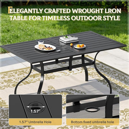 SUNCROWN 7 Pieces Outdoor Dining Set, Patio Furniture Set with 6 x Textilene Dinning Chairs and 1 Steel Slat Metal Bistro Table for Garden Lawn Backyard Deck (Grey)
