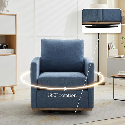 Aoiy & Wifon 30.7" W Swivel Accent Chair Set of 2, Mid Century Modern Swivel Chairs for Living Room, Comfy Small Accent Chair, Wavy Chenille, Blue