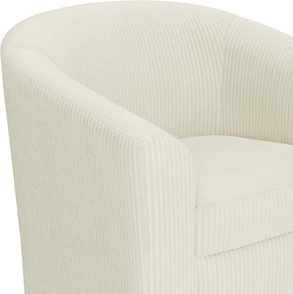 Topeakmart Corduroy Club Chair, Modern Accent Barrel Chair with Sturdy Wood Legs for Living Room Bedroom Reception Room, Set of 2, Beige
