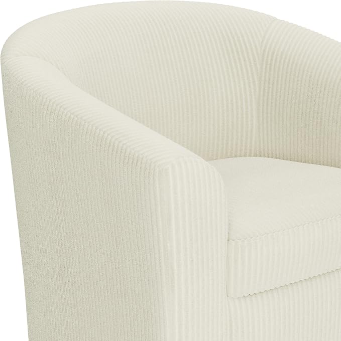 Topeakmart Corduroy Club Chair, Modern Accent Chair and Cozy Barrel Chair with Sturdy Wood Legs for Living Room Bedroom Reception Room, Beige