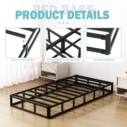 Upcanso 7 Inch Twin Box Spring Bed Base, Low Profile Metal Boxspring Twin with Fabric Cover, 2000 Lbs Max Weight Capacity Mattress Foundation, Noise-Free, Easy Assembly