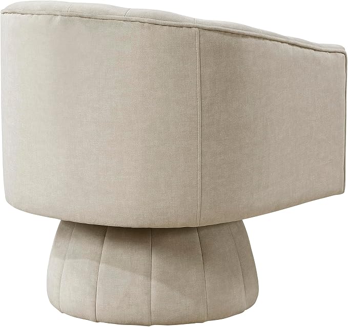 Lexicon Modern Swivel Accent Chair, Velvet Fabric Upholstered Swivel Lounge Chair with Rounded Base and Channel Stitching for Living Room/Bedroom/Office, Easy Assembly, Taupe
