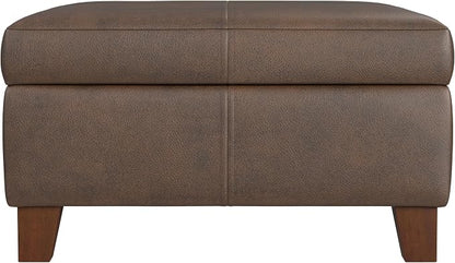 HomePop 28" Faux Leather Square Storage Ottoman - Brown