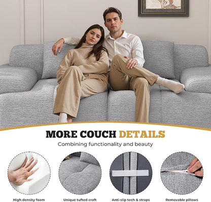 85" Cloud Loveseat Sofa in a Box, Modern Small Couch No Assembly Required, Comfy Deep Seat Boneless Couches for Living Room, Bedroom, Apartment, Light Grey 1 PCS