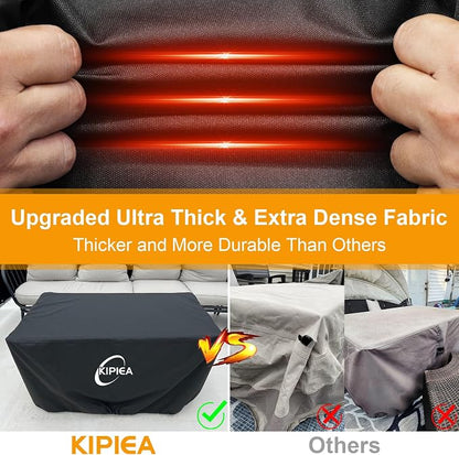 Kipiea Rectangular Fire Pit Cover 48x28 inch – Upgraded 600D Heavy Duty, 100% Waterproof, UV & Tear Resistant, Propane Fire Table Cover, Black