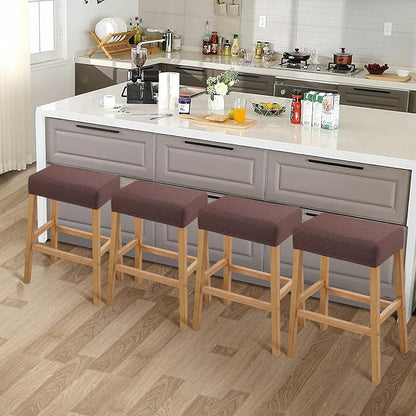 YISUN Stool Covers Rectangle - 4 Pack Stretch Waterproof Saddle Seat Cover Counter Bar Stools Bar Chairs Covers Kitchen Island Chairs Cushion Protector