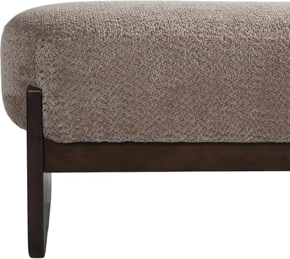 Christopher Knight Home Arden Minimalist Style Rectangular Loop Yarn Fabric Ottoman Bench, Rubberwood Frame, Entryway Bench, Living Room Sofa Extra Seat, End of Bed Footstool, Brown+Brown