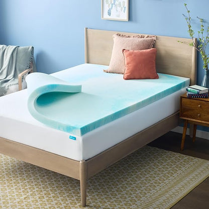 Linenspa 3 Inch Swirl Gel Memory Foam Mattress Topper, California King Size – Cooling Gel Infused, Ventilation Holes – Pressure Relieving Bed Topper – CertiPUR Certified
