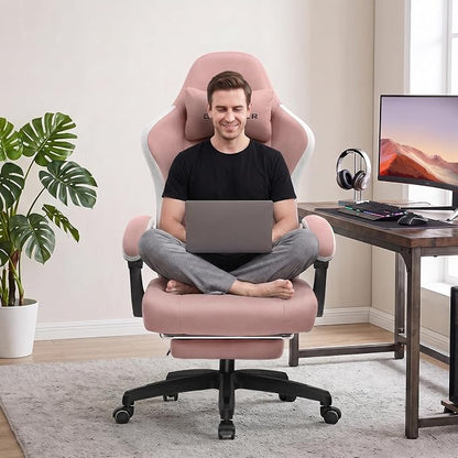 GTPLAYER Gaming Chair, Computer Office Chair with Pocket Spring Cushion, Linkage Armrests and Footrest, High Back Ergonomic Computer Chair with Lumbar Support Task Chair with Footrest