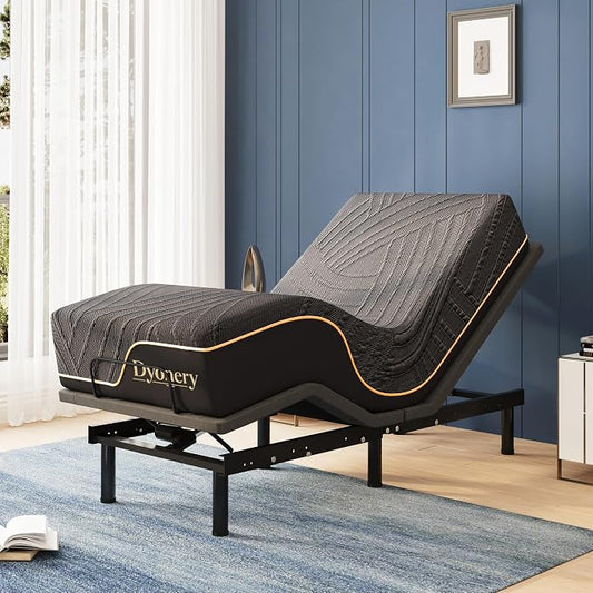 Dyonery Twin XL Adjustable Bed Base Frame with 14 Inch Cooling Copper Memory Foam Mattress, Wireless Remote & Head and Foot Incline, Zero Gravity, CertiPUR-US Certified & Fiberglass Free, 80" × 38"