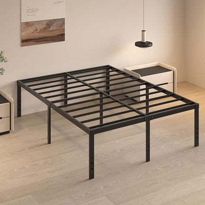 HOBINCHE 20 Inch King Size Bed Frame, No Box Spring Needed, Heavy Duty Black Metal Platform Mattress Foundation with Steel Slats, Non-Slip Noise Free Easy Assembly, Large Storage