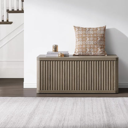 SICOTAS Storage Bench 80.4" Wide Shoe Bench with Lift Top Large Wooden Storage Chest Trunk Modern Blanket Chest with 4 Safety Hinges & Seating for Bedroom Entryway Living Room Hallway