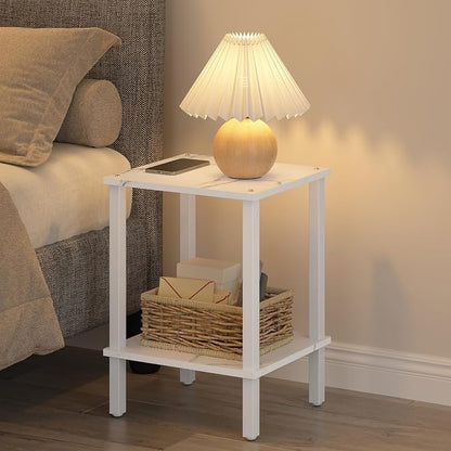 TUTOTAK End Table, Set of 2, Side Table, Nightstand, 2-Tier Storage Shelf, Sofa Table for Small Space, Living Room, Bed Room TB01BMW035