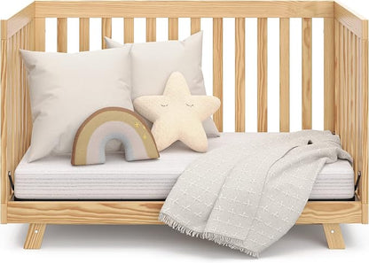 Storkcraft Beckett 3-in-1 Convertible Crib – GREENGUARD Gold Certified, Fits Standard Crib Mattress, Converts to Toddler Bed and Daybed, 4 Mattress Heights, Grow-with-Me Design (Natural)