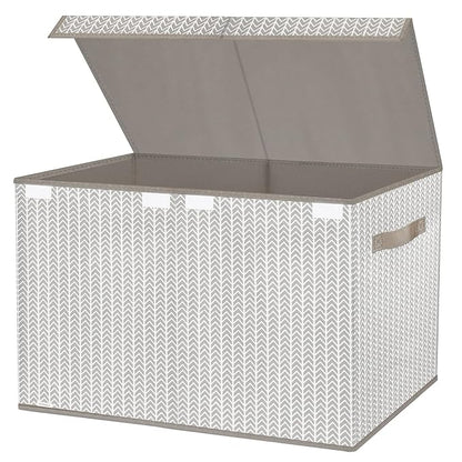 Toy Box Chest Organizer Bins for Boys Girls Kids, Large Collapsible Fabric Storage Container with Flip-Top Lid & Handles for Clothes,Blanket,Nursery,Playroom,Bedroom,Tree Branch Pattern (Gray)