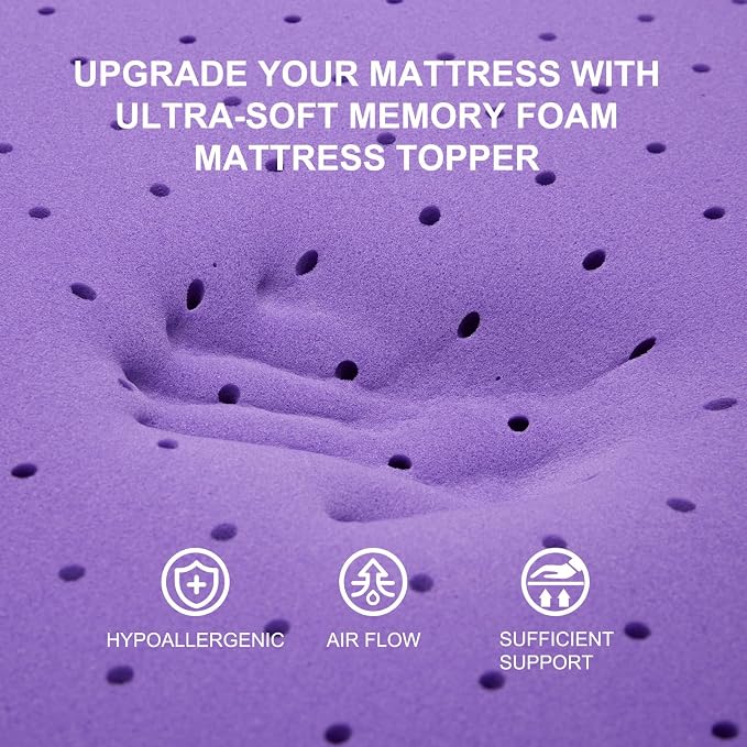 SINWEEK 3 Inch Gel Memory Foam Mattress Topper Ventilated Soft Pressure Relieve Mattress Pad, Breathable Bed Topper, CertiPUR-US Certified, King Size