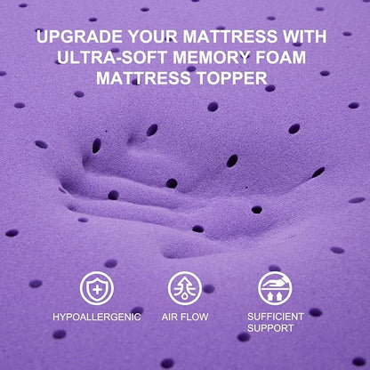 SINWEEK 3 Inch Gel Memory Foam Mattress Topper Ventilated Soft Pressure Relieve Mattress Pad, Breathable Bed Topper, CertiPUR-US Certified, King Size