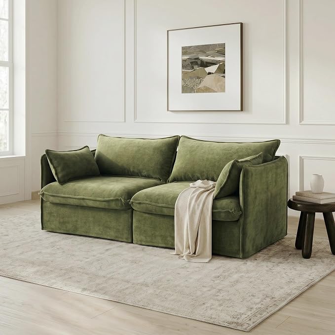 Cloud Loveseat Sofa, Oversized Deep Seat, Luxe Chenille | Fully Removable Washable Covers, Memory Foam Seat Cushions, Premium Fabric
