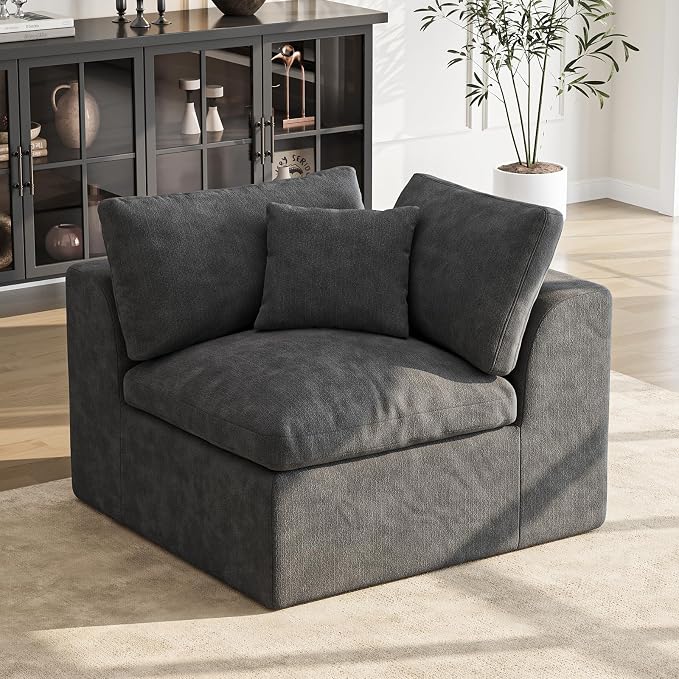 36 Inch Corner Seat | Modular Sectional Couch Sofa | Dark Grey
