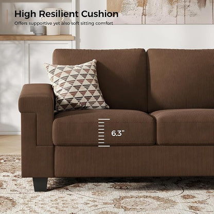 COPIAE 3 Seater Sofa Couch with Deep Seat, 90" Modern Upholstered Sofa with Armrests, Easy Installation, Comfy Couches for Living Room, Apartment,Dark Gray