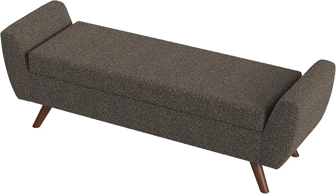 HomePop 60" Modern Storage Bench with Wood Legs - Dark Brown Boucle