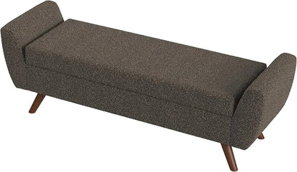 HomePop 60" Modern Storage Bench with Wood Legs - Dark Brown Boucle