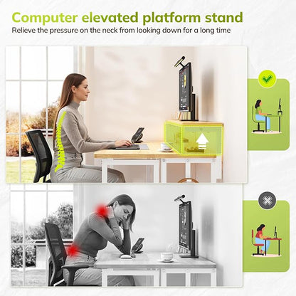 DurayLoly Folding Table with RGB Light for Small Space, 39.4" Folding Computer Desk for Space Saving Sofa Table for Couch, Home Work Office Desk with Monitor Stand, Easy to Fold with Hooks,Oak