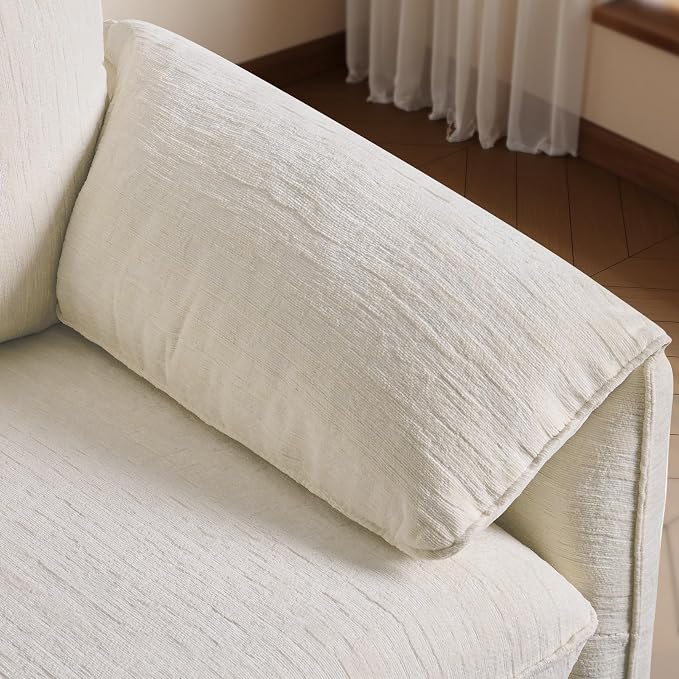 ONBRILL Oversized Accent Chair, 41 Inch Chenille Fabric Armchair, Comfy Single Sofa Chair with Padded Arms, Pocket Spring Cushion, Modern Reading Chair for Living Room, Bedroom, Beige