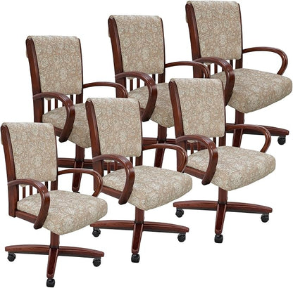 Chromcraft Set of 6 Chairs, Chairs with Soft Wheels for Kitchen Room