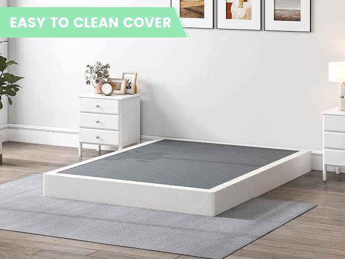 QEROMY 7 Inch Low Profile Box Spring, Sturdy Metal Frame Mattress Foundation, Easy Assembly, Quiet & Noise-Free, King Size