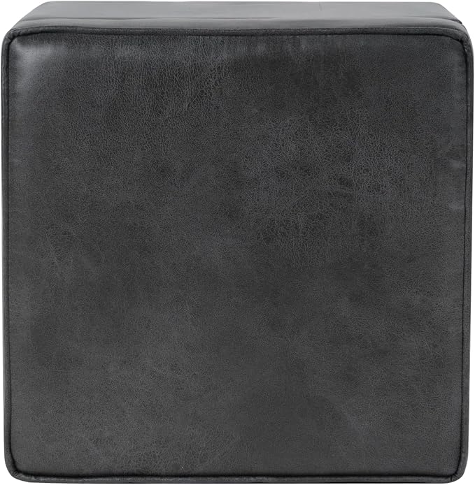 HomePop Square Ottoman with Lift Off Top - Gray Faux Leather Small