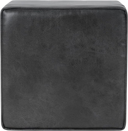 HomePop Square Ottoman with Lift Off Top - Gray Faux Leather Small