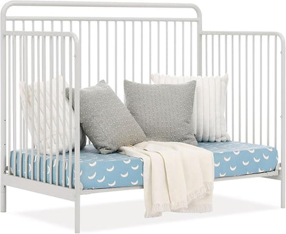 Delta Children Hayden 5-in-1 Convertible Metal Crib, Warm Gray
