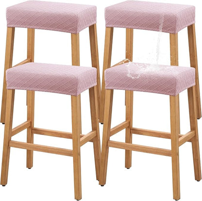 YISUN Stool Covers Rectangle - 4 Pack Stretch Waterproof Saddle Seat Cover Counter Bar Stools Bar Chairs Covers Kitchen Island Chairs Cushion Protector