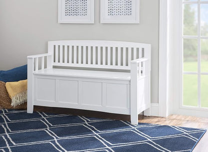 Cynthia White Storage Bench with Flip-Top Lid and Hidden Storage Space by Linon