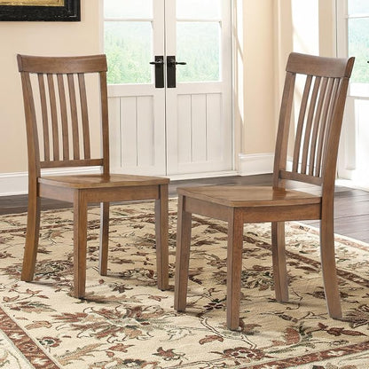 COLAMY Wooden Dining Chairs Set of 2, Farmhouse Dining Room Chairs, Windsor Spindle High Back Side Chairs, Armless Rubberwood Kitchen Table Chairs, Light Brown
