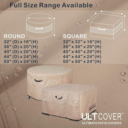 ULTCOVER Patio Fire Pit Table Cover Square 32 inch Outdoor Waterproof Fire Bowl Cover