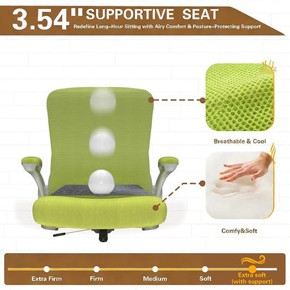 Ergonomic Office Chair for Long Hours, Padded Lumbar Support for Lower Back Relief, 330 lb Capacity, Comfortable Computer Desk Chair for Home Office, Computer & Study
