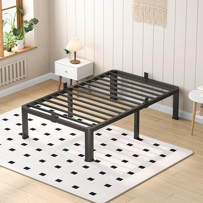 VIPSHOW 14 Inch Twin XL Heavy Duty 3500 lbs Bed Frame with Round-Corner Legs & Anti-Squeak Design – Quick Assembly Metal Platform, No Box Spring Needed