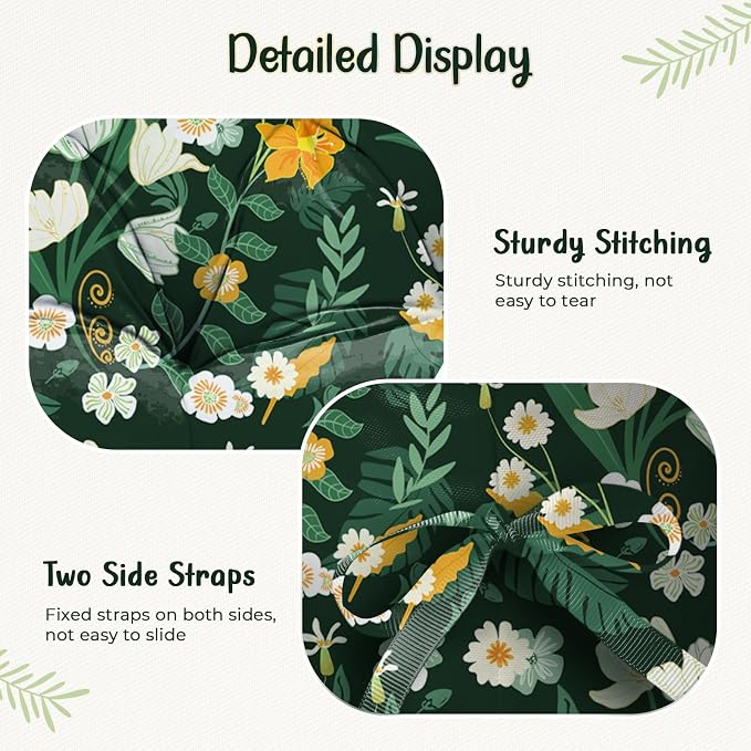 Double Egg Chair Cushion Replacement Waterproof for Outdoor Patio Hanging Basket Egg Chairs, 59x43-Inch Thickened 100% Cotton Large Double Eggs Swing Chair Cushions, Green Peony
