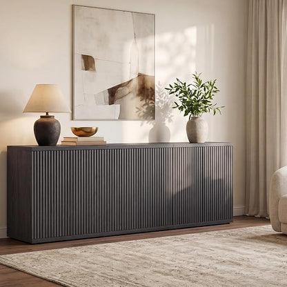 SICOTAS Buffet Cabinet with Storage Accent Sideboard Modern Credenza with Doors & Shelves Fluted Media Console Mid Century Coffee Bar Table for Living Room Kitchen Dining Room Hallway